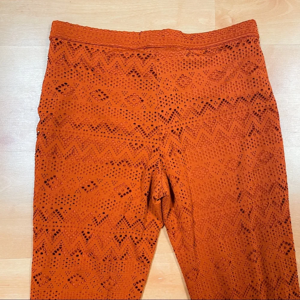 American Eagle Burnt Orange Lace Wide Leg Casual Pants Womens Size L
